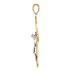 10K Two-Tone Gold Two-tone Engraved Crucifix Charm - view 2