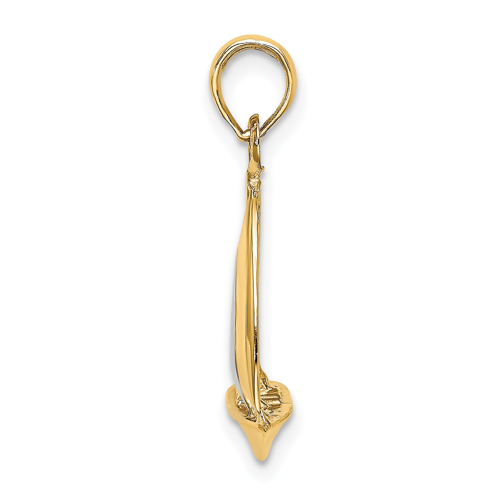 10K w/ Rhodium 3-D Polished Sailboat Charm