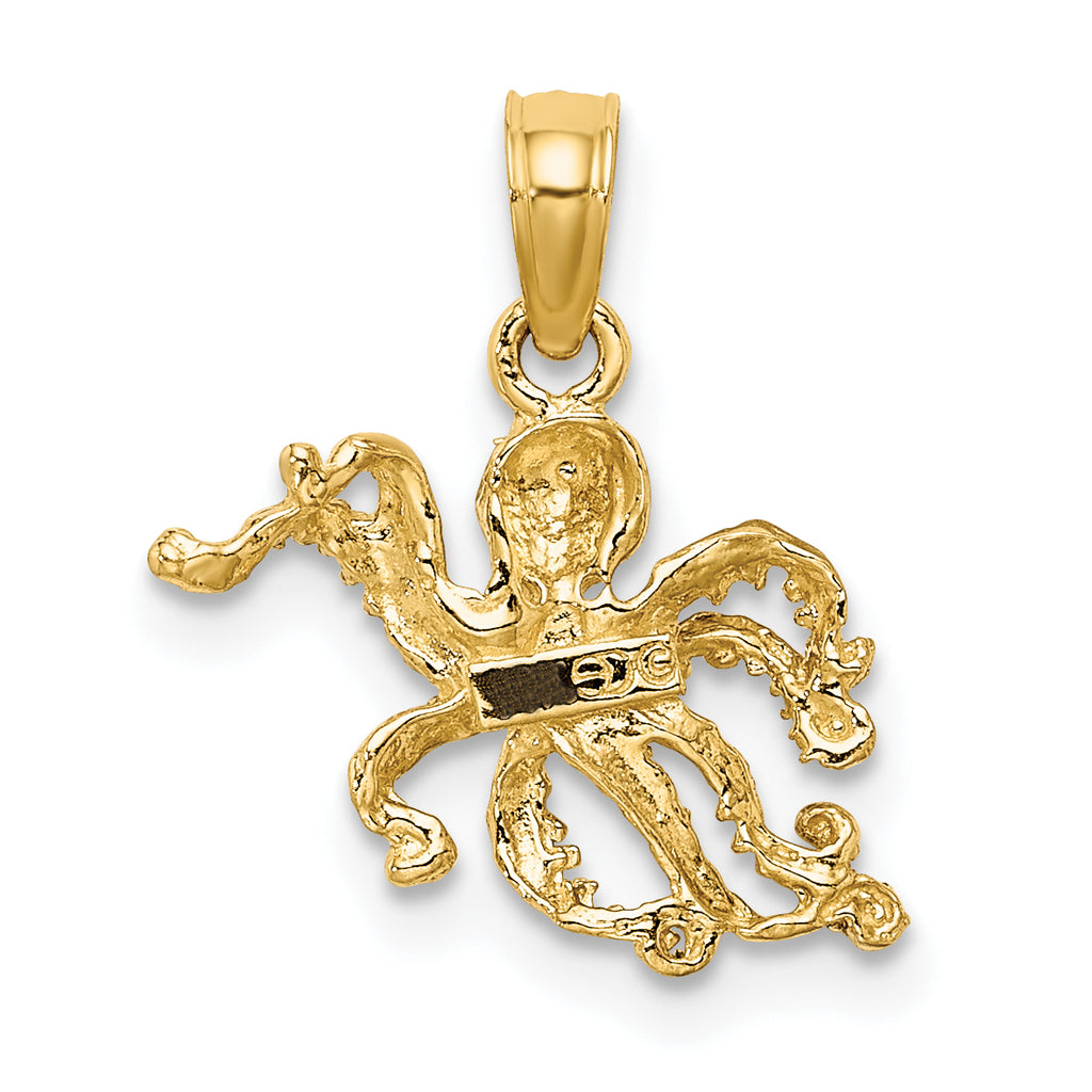10K W/ Rhodium 2-D and Textured Octopus Charm