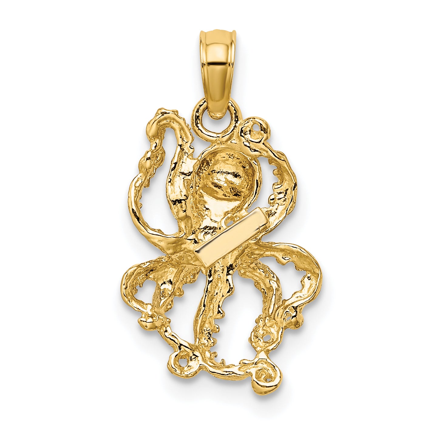 10K W/ Rhodium 2-D and Textured Octopus Charm