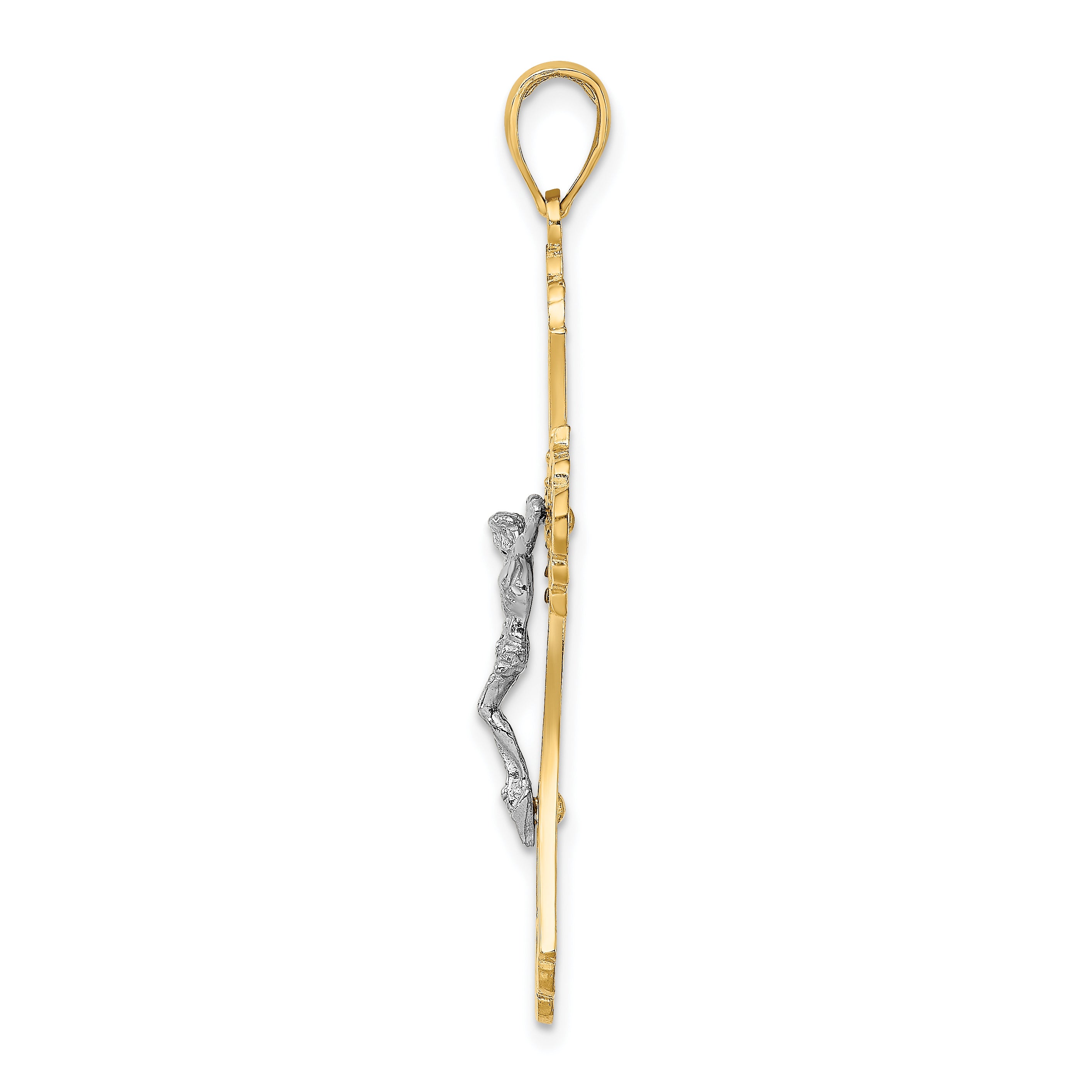 10K Two-Tone Gold Two-tone Cut-Out Crucifix Charm - view 2