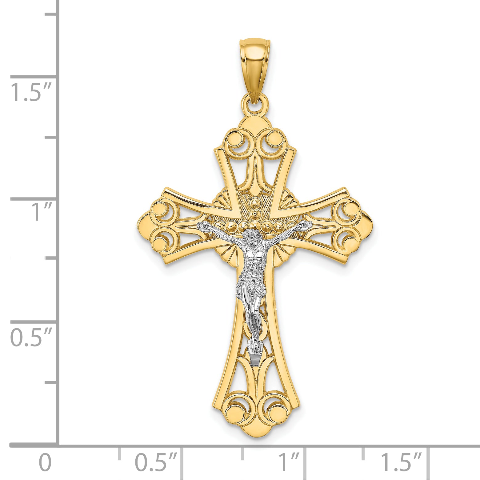 10K Two-Tone Gold Two-tone Cut-Out Crucifix Charm - view 3