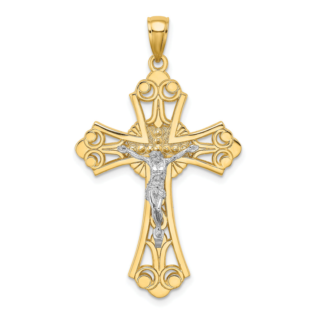10K Two-Tone Gold Two-tone Cut-Out Crucifix Charm