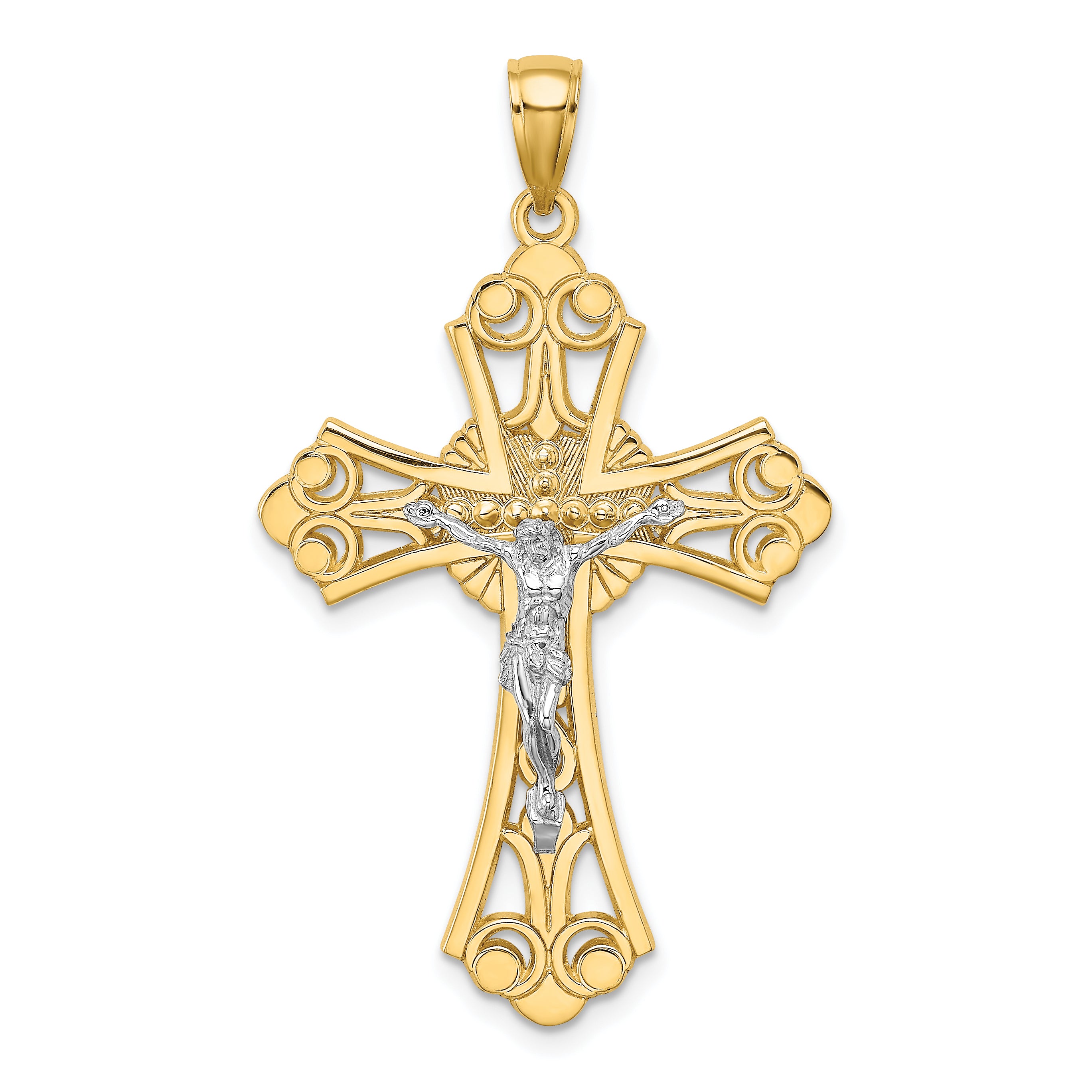10K Two-Tone Gold Two-tone Cut-Out Crucifix Charm
