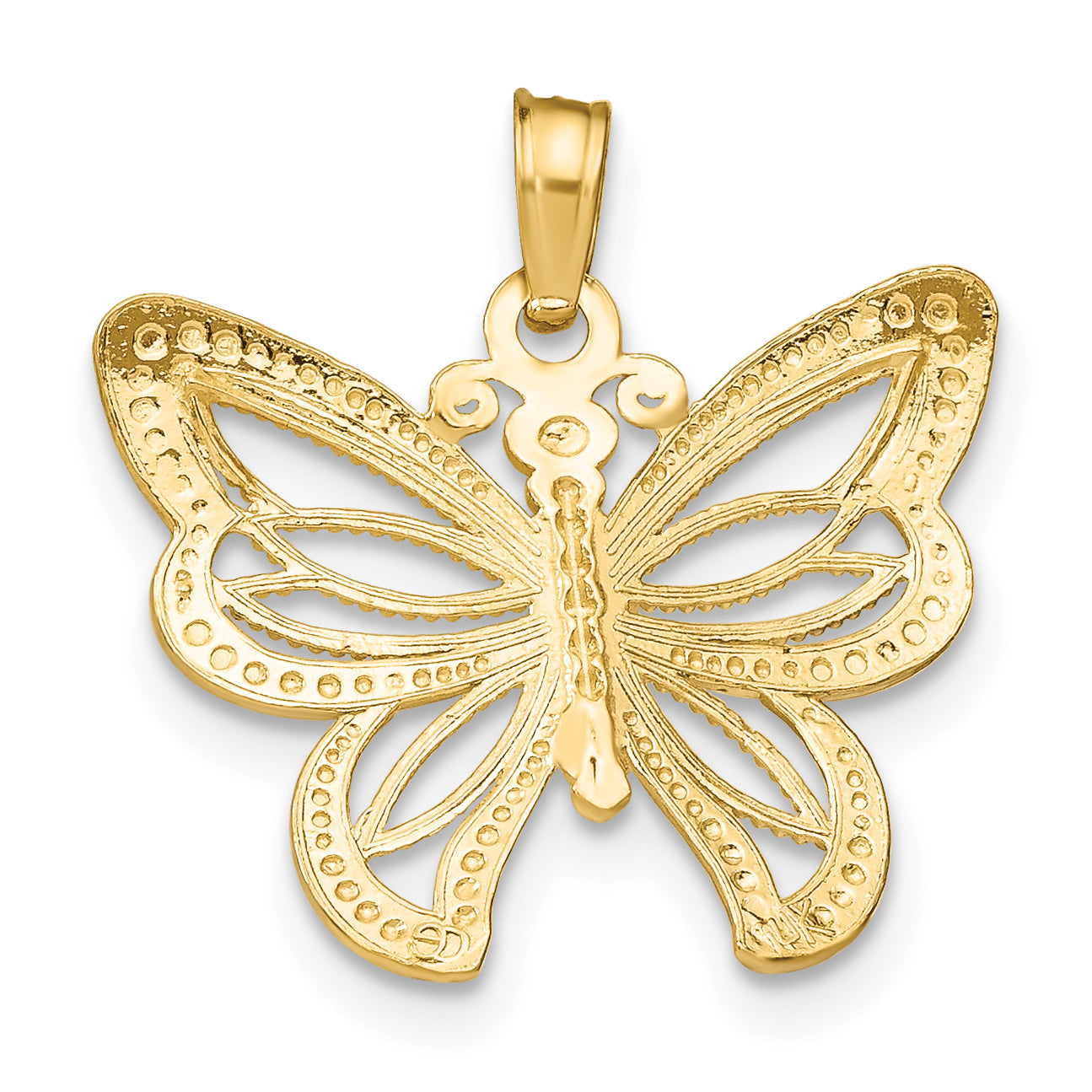 10K None and White Rhodium Butterfly with Beaded Wings Charm - view 4