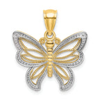 10K None and White Rhodium Butterfly with Beaded Wings Charm