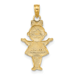 10K Textured w/Rhodium Girl Charm
