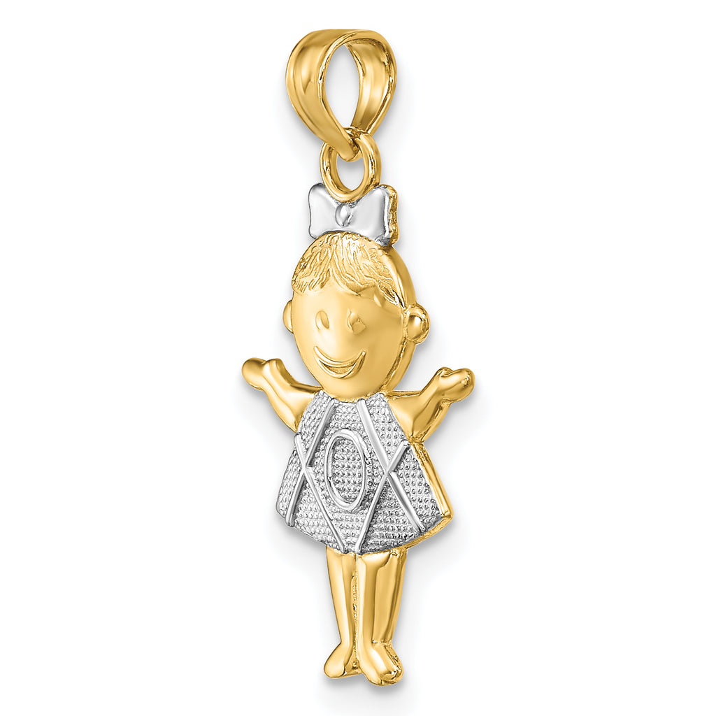 10K Textured w/Rhodium Girl Charm