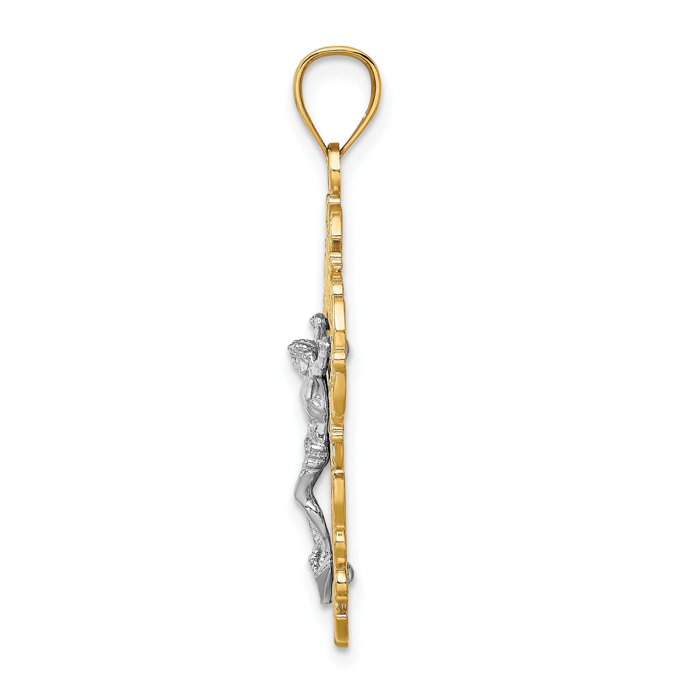 10K Two-Tone w/Lace Trim Crucifix Charm Secondary image