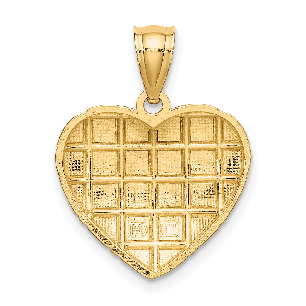 10K W/ Rhodium D/C Heart Charm