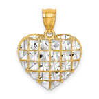 10K W/ Rhodium D/C Heart Charm