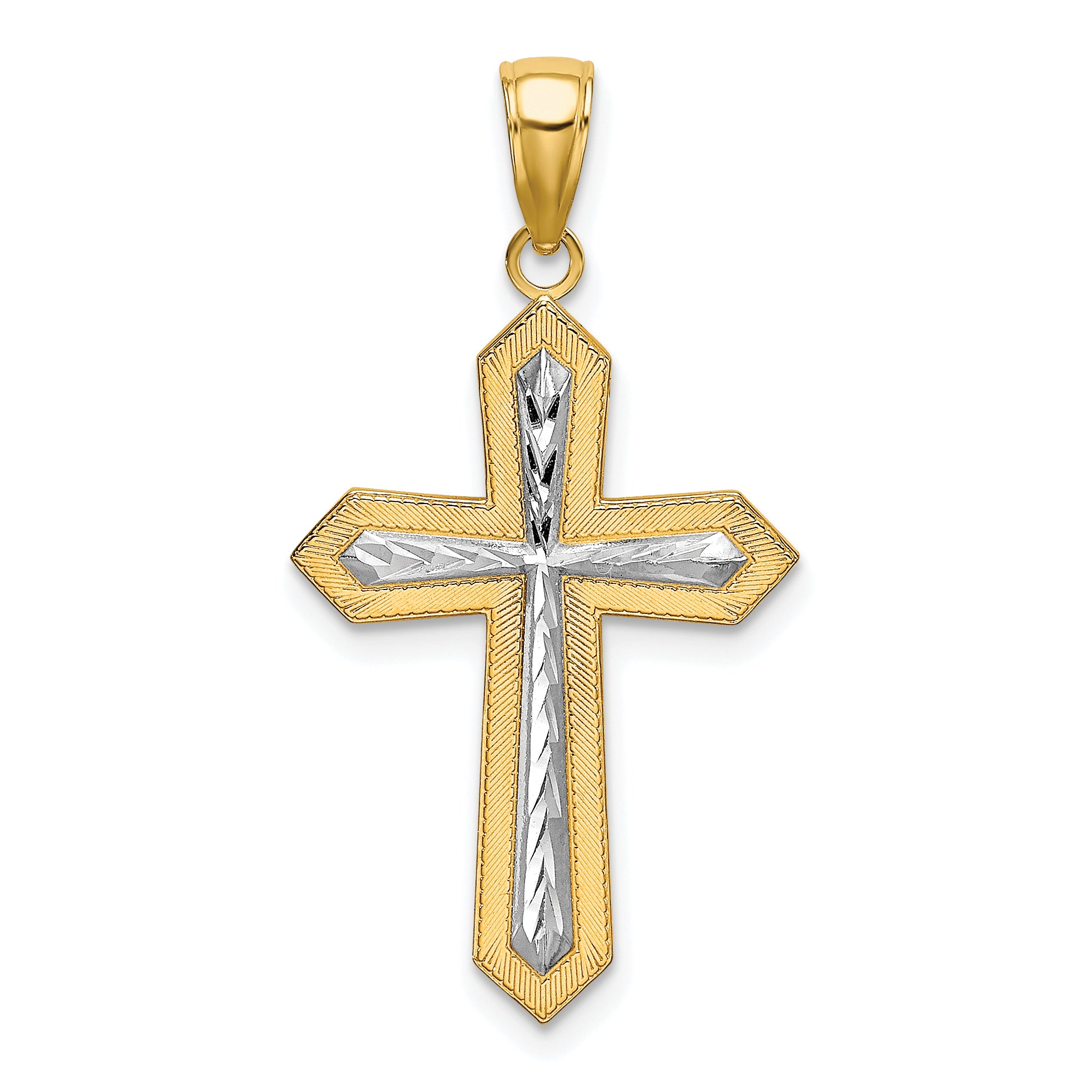 10K w/ Rhodium D/C Cross Pendant Main image