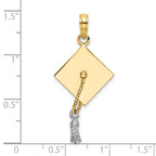 10K None and White Rhodium 3-D Graduation Cap with Moveable Tassel Charm - view 3