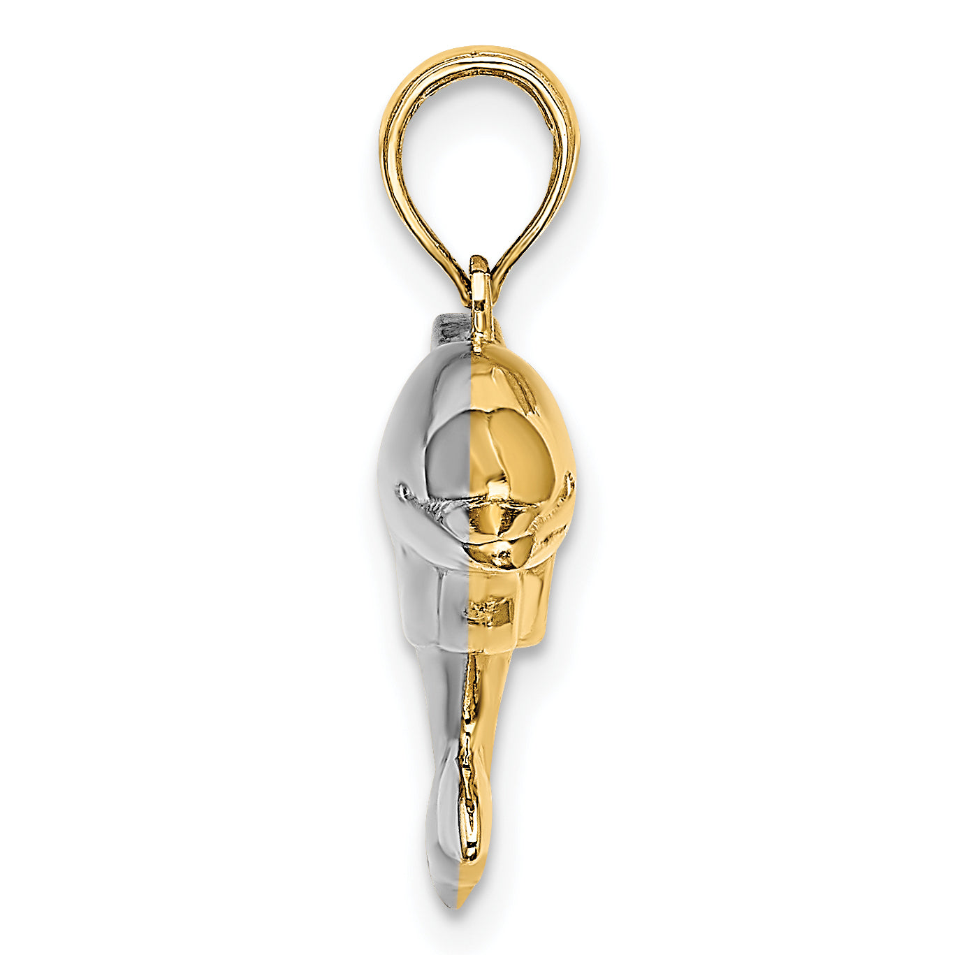 10k w/Rhodium 3-D Reversible Puffed Dolphin Charm
