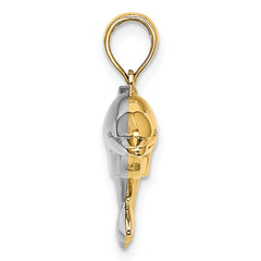 10k w/Rhodium 3-D Reversible Puffed Dolphin Charm