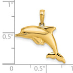 10k w/Rhodium 3-D Reversible Puffed Dolphin Charm
