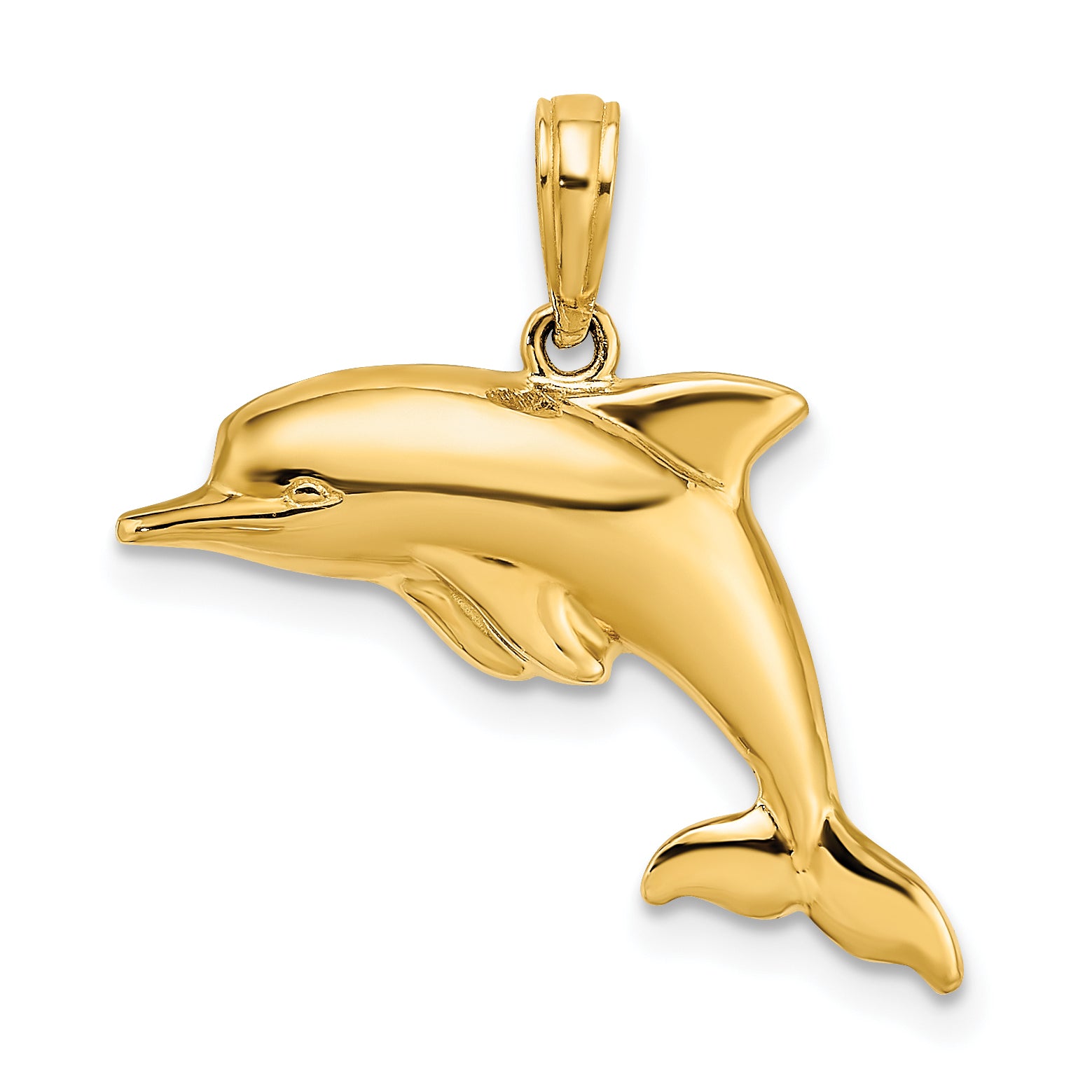 10k w/Rhodium 3-D Reversible Puffed Dolphin Charm Main image