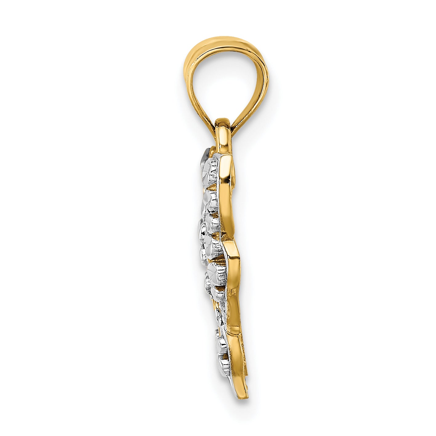 10k w/Rhodium Butterfly w/White Edge and Cut-out Wings Secondary image
