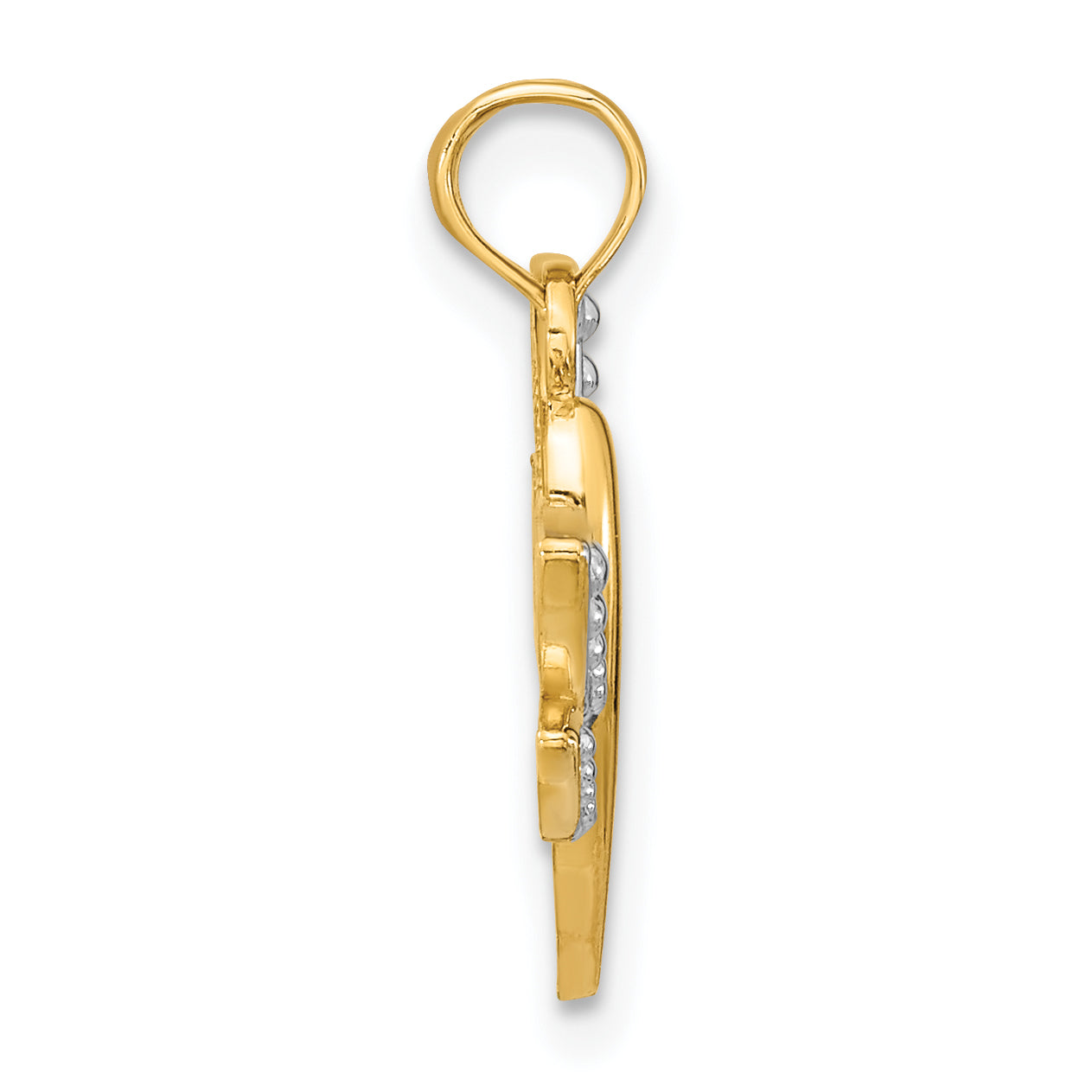 10K Yellow Gold and White Rhodium Textured Dragonfly Charm Secondary image