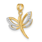 10K None and White Rhodium Textured Dragonfly Charm - view 5