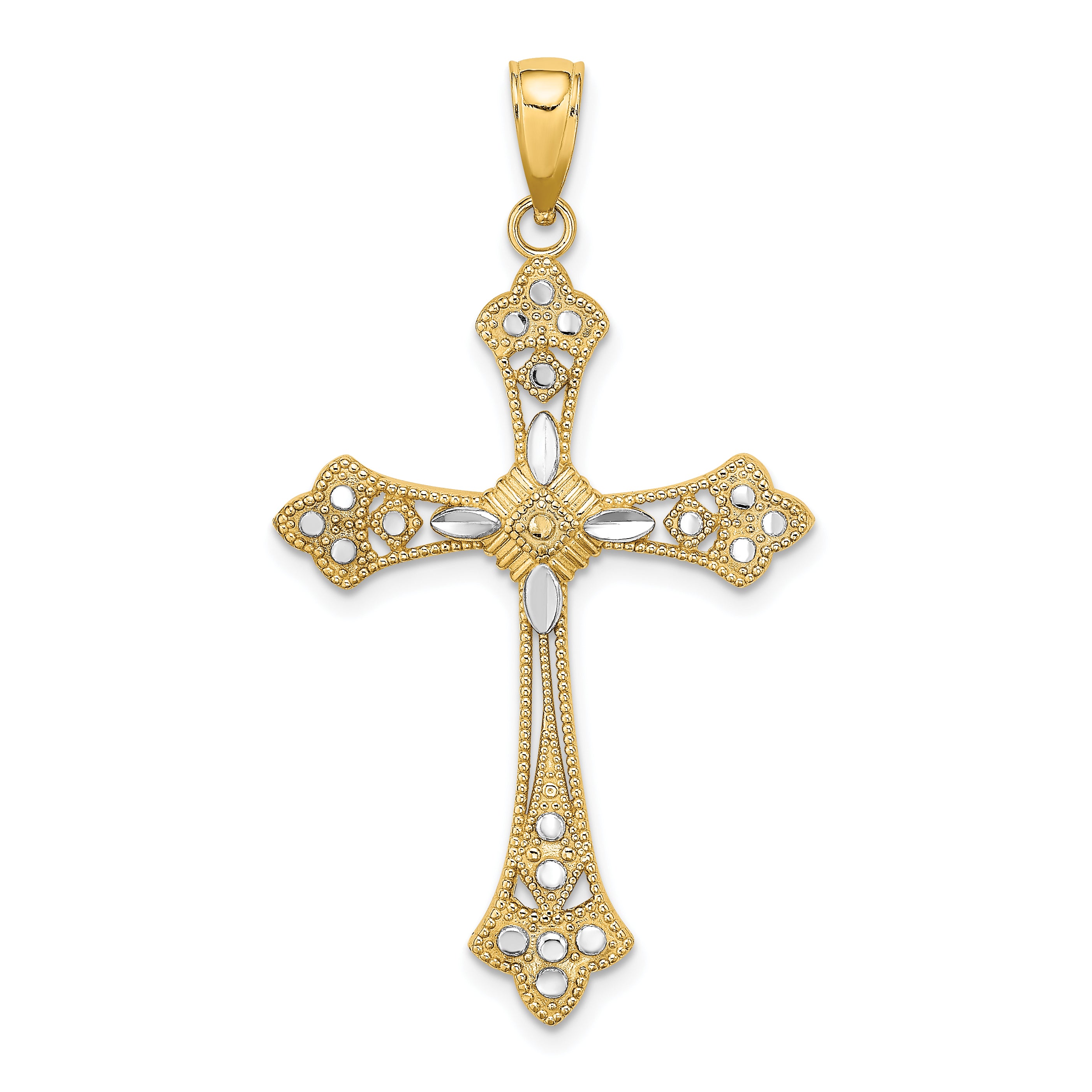 10K W/ Rhodium D/C Edges Cross Charm Main image