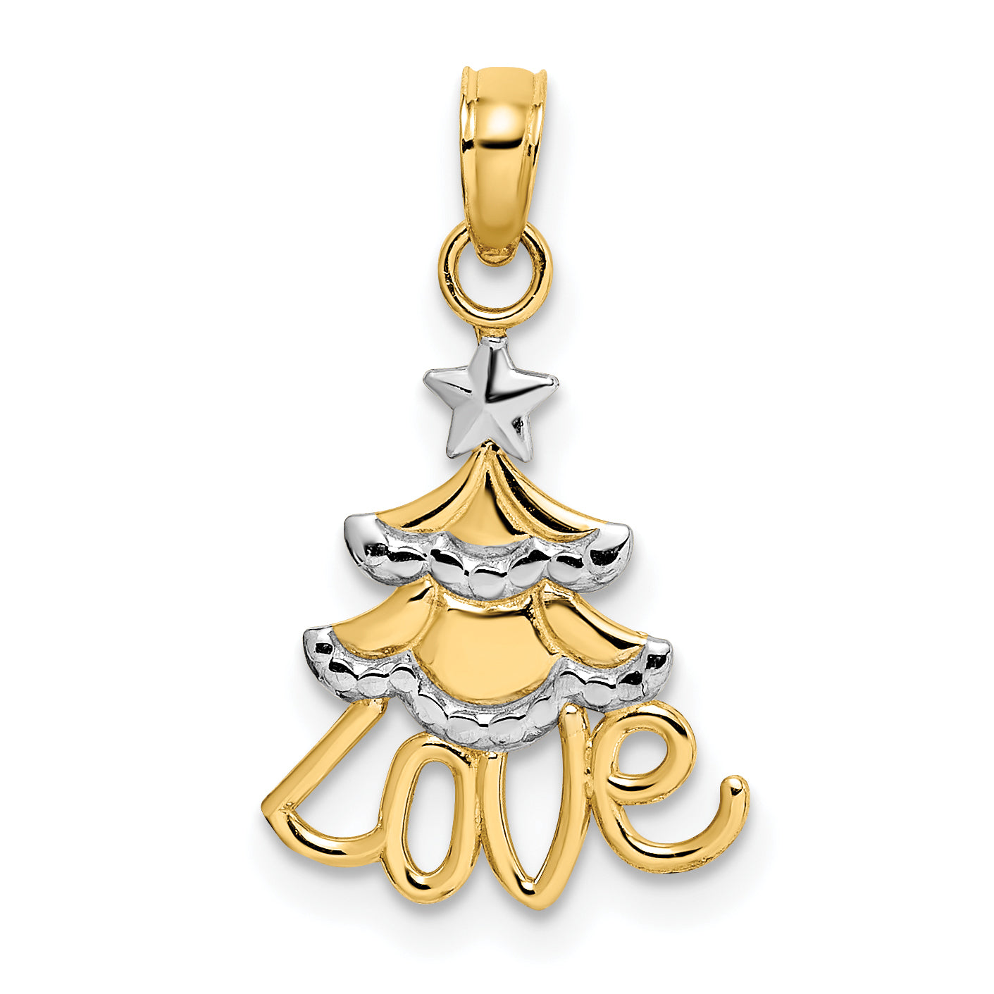 10K W/ Rhodium Christmas Tree Charm Main image