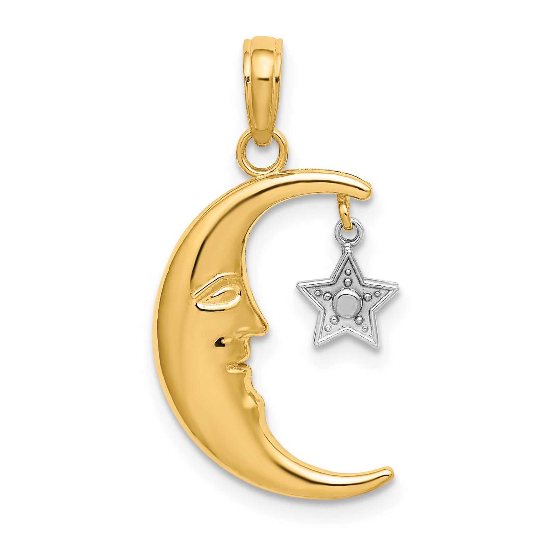 10k w/Rhodium Half Moon w/Star Moveable Charm Main image