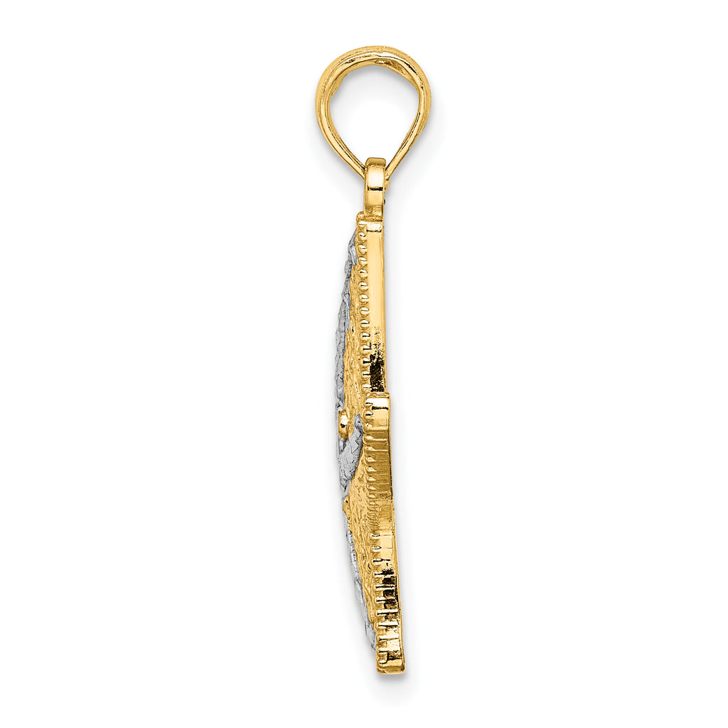 10K Rhodium D/C Small Starfish Charm