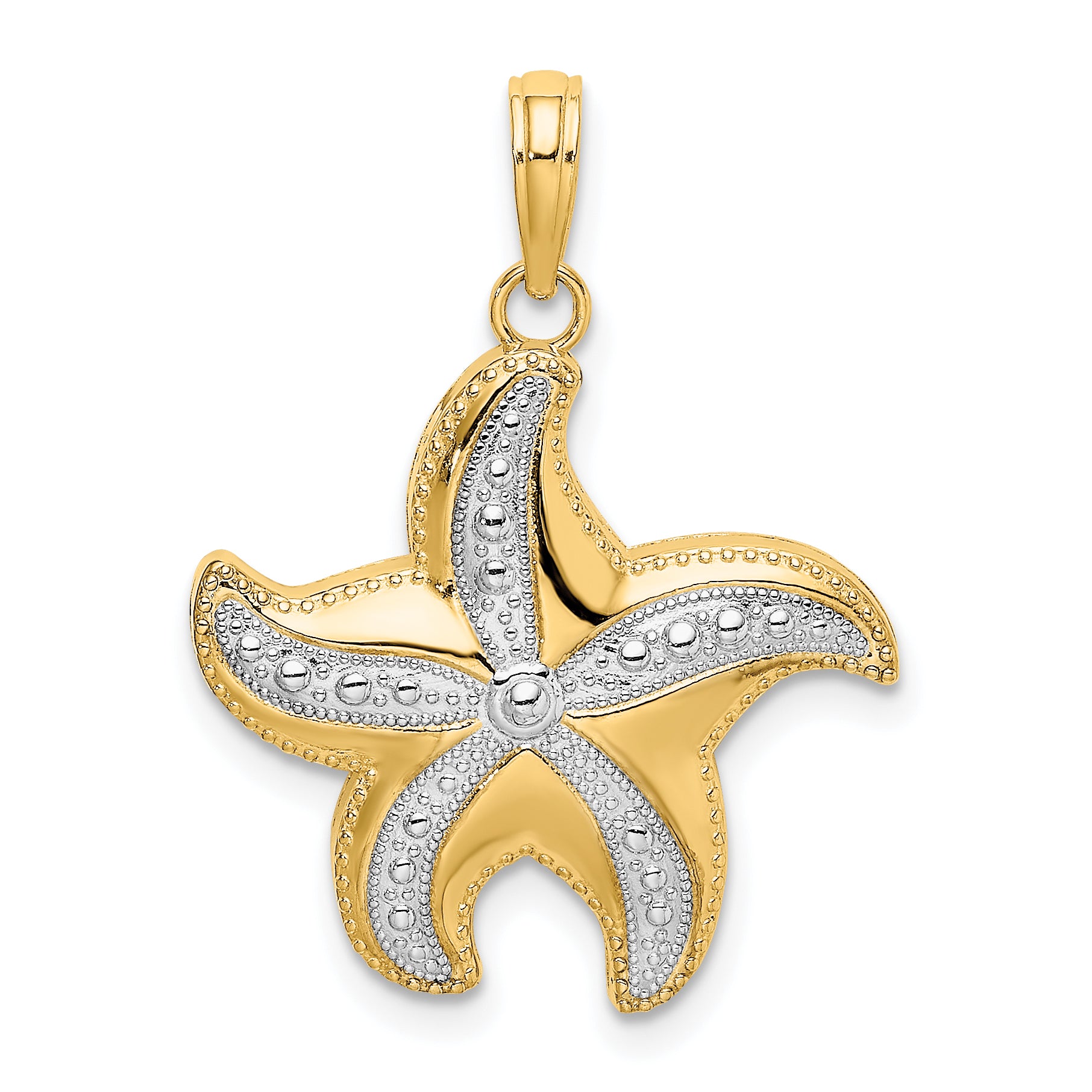10K w/Rhodium D/C Polished Starfish Charm Main image
