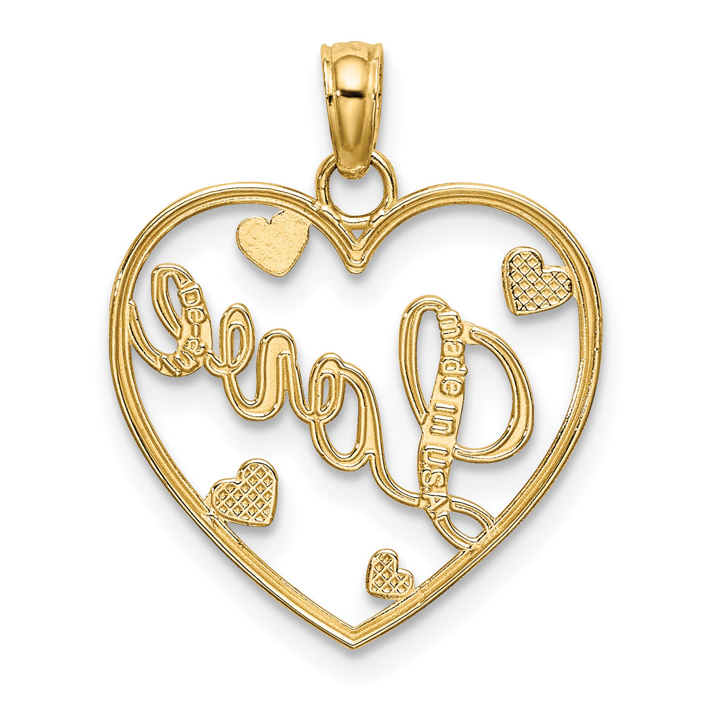 10k w/Rhodium LOVE w/Hearts Pendant