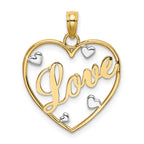10k w/Rhodium LOVE w/Hearts Pendant
