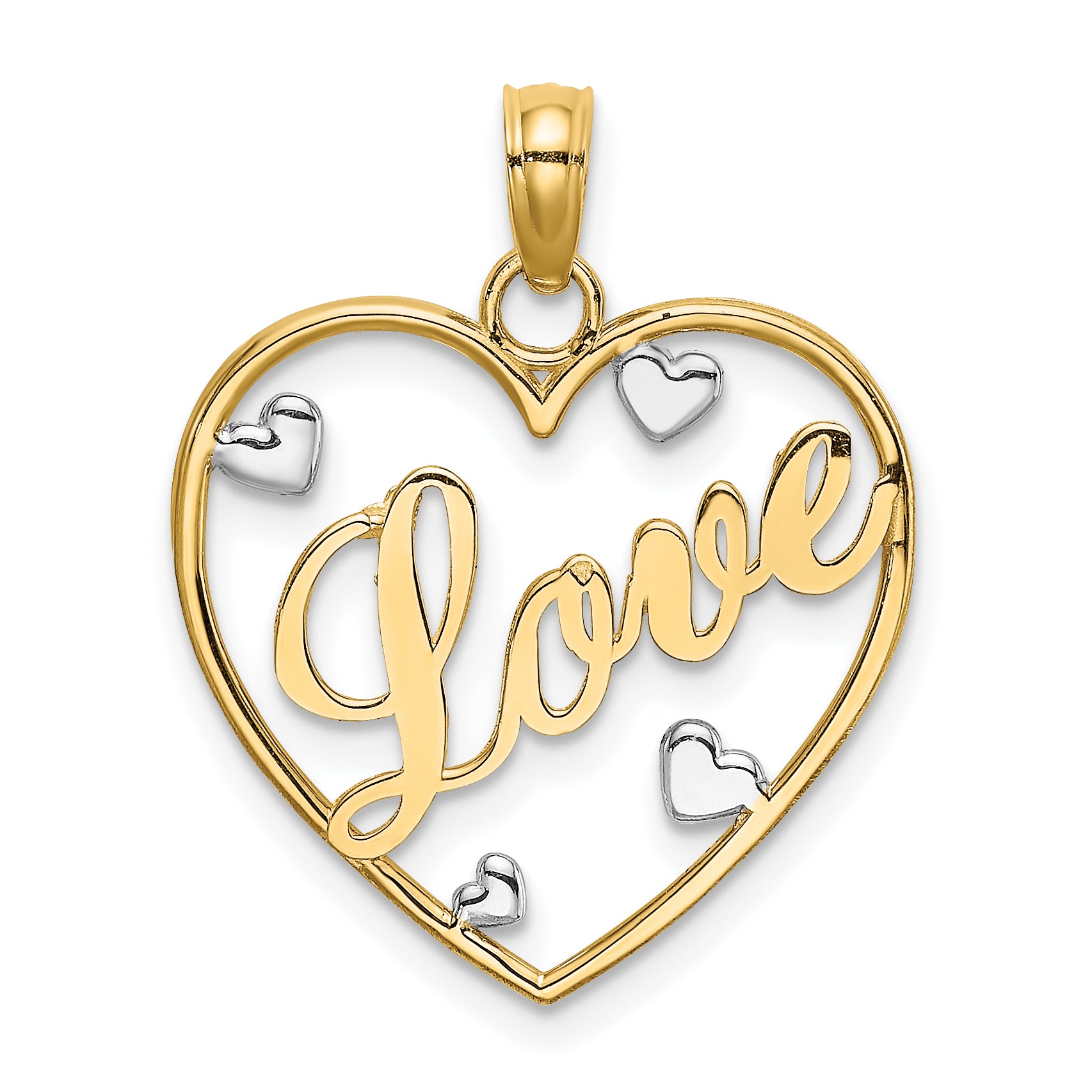 10k w/Rhodium LOVE w/Hearts Pendant