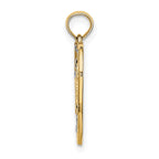 10K None and White Rhodium DREAM In Heart with Diamond-cut Star Accents Charm - view 2