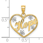 10k w/Rhodium Hope In Heart w/Flowers Charm