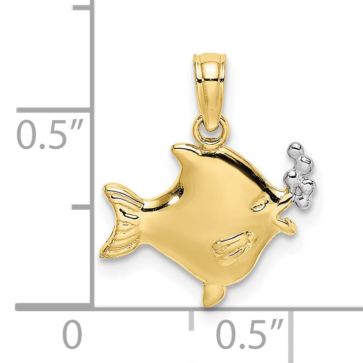 10k w/Rhodium 2-D Fish w/ Bubbles Charm Secondary image