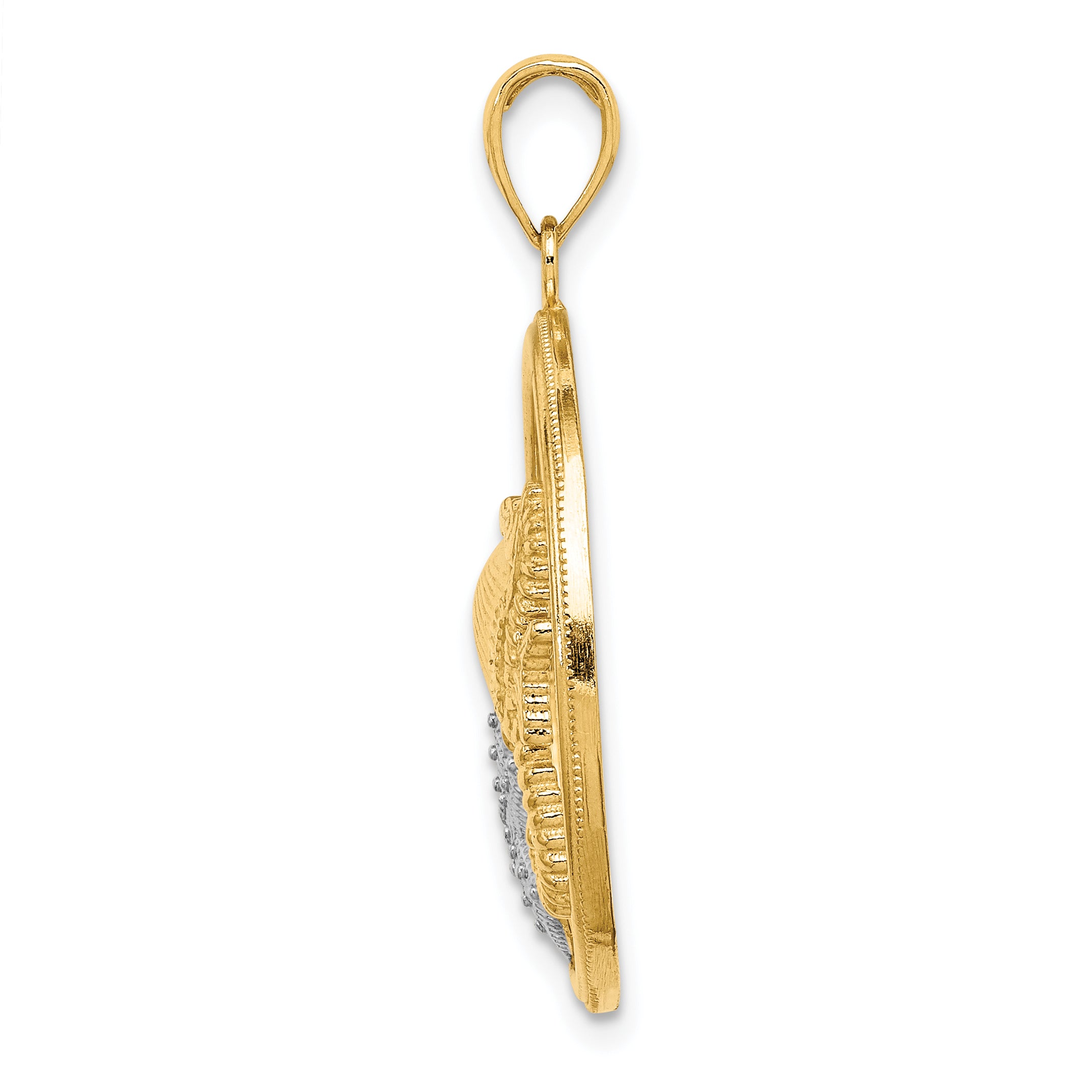 10k w/Rhodium Scallop, Starfish ,Seahorse Circle Charm Secondary image