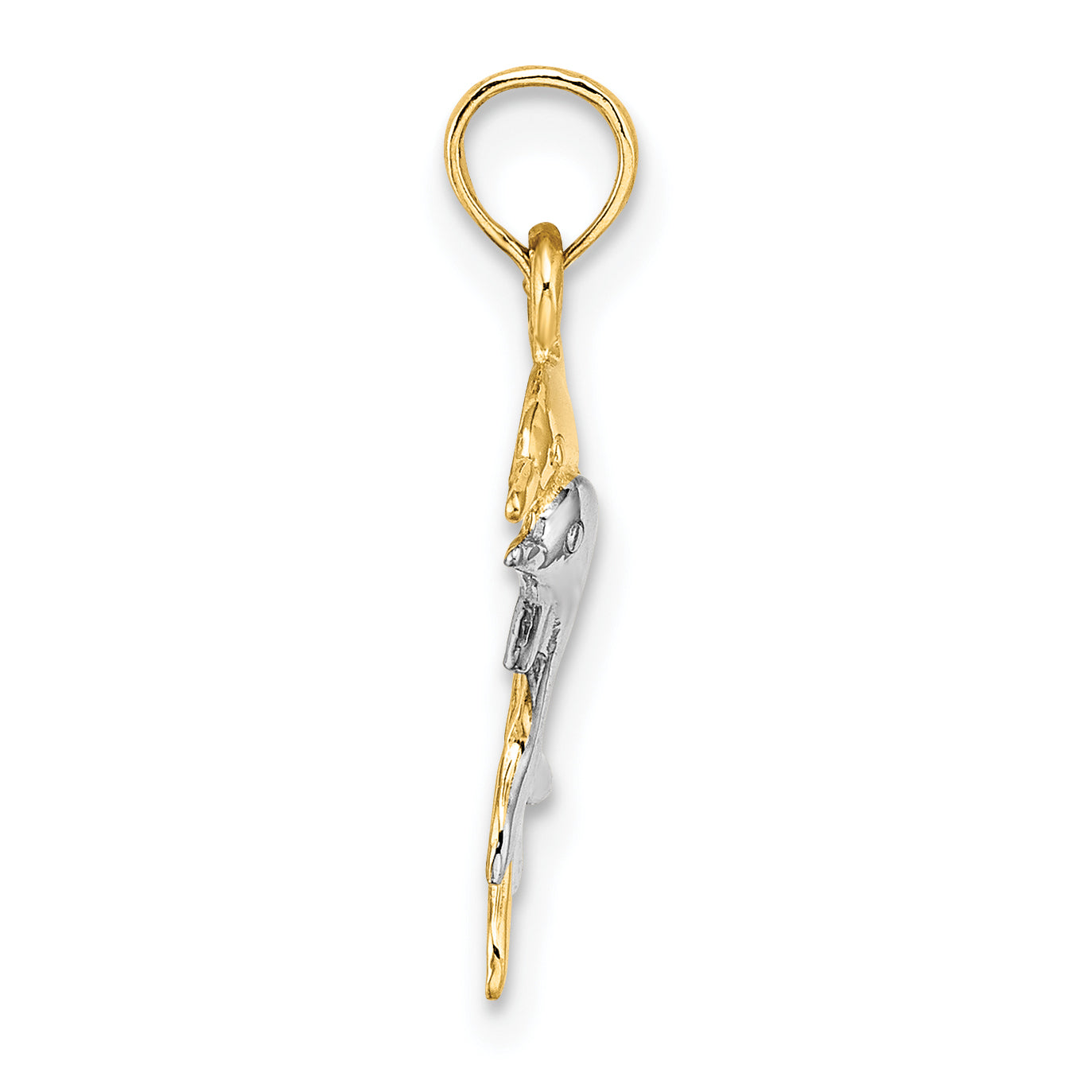 10K w/ Rhodium 2-D Polished Dolphins Charm