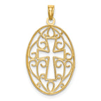10K w/Rhodium Beaded Filigree Cross Charm