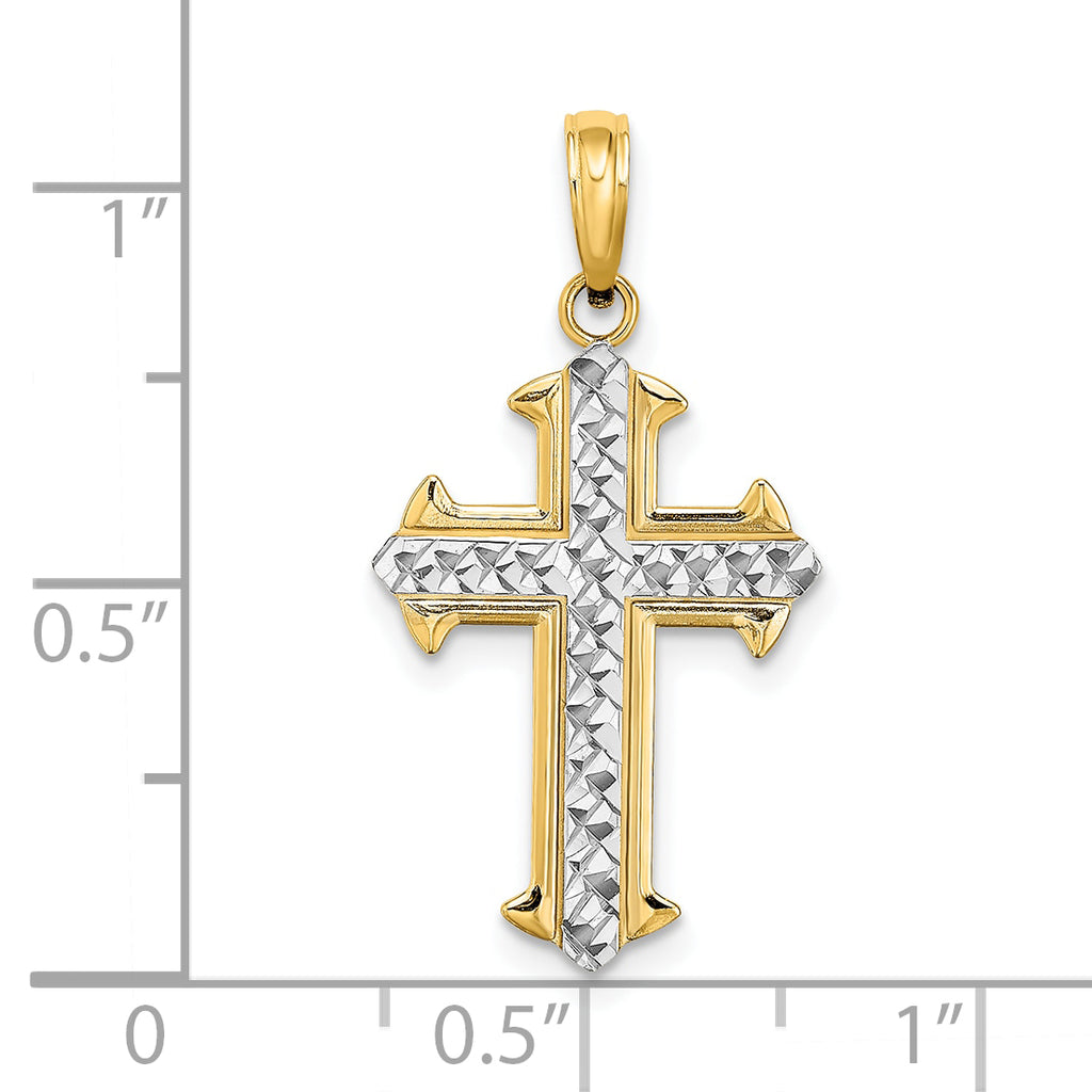 10K None w/ Rhodium D/C Cross Pendant - view 3