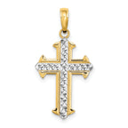 10K None w/ Rhodium D/C Cross Pendant