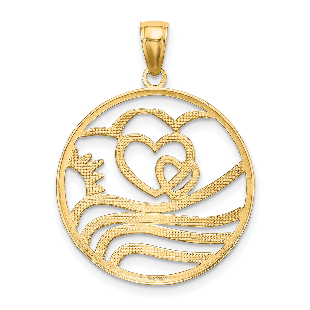 10k w/Rhodium Sun, Hearts ,Water Circle Charm