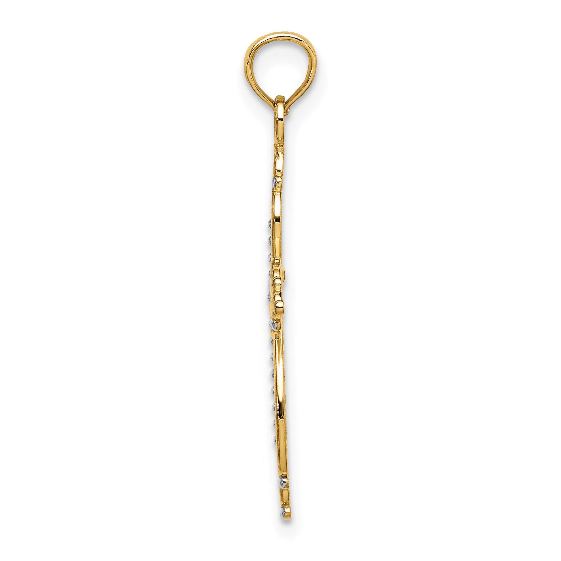 10K W/ Rhodium Beaded Cross Charm Secondary image