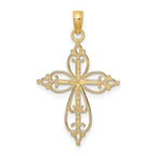 10K W/ Rhodium Beaded Cross Charm