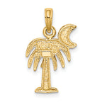 10K W/ Rhodium Polished Charelston Palm Tree Charm