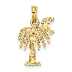 10K W/ Rhodium Polished Charelston Palm Tree Charm