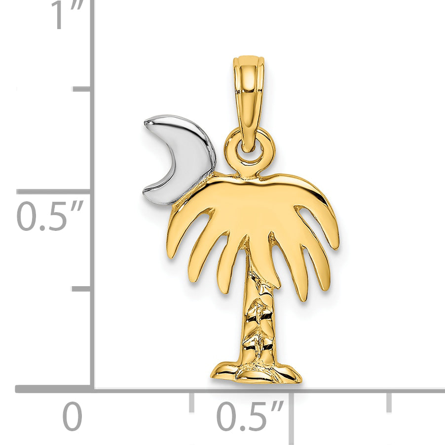10K W/ Rhodium Polished Charelston Palm Tree Charm