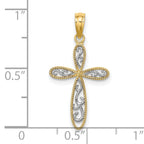 10K w/ Rhodium Filigree and Milgrain Cross Charm
