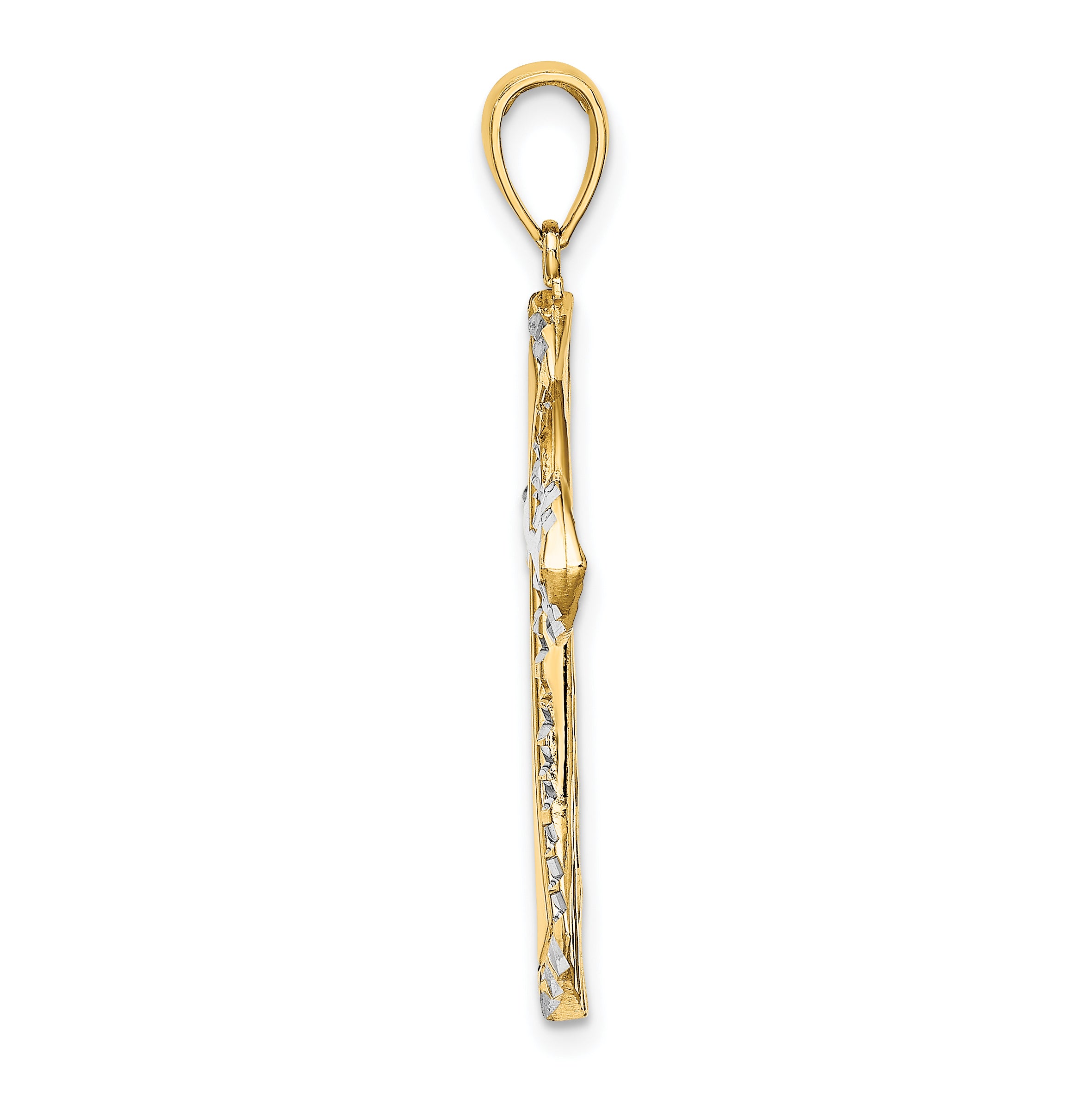 10K W/ Rhodium D/C Reversible Cross Charm