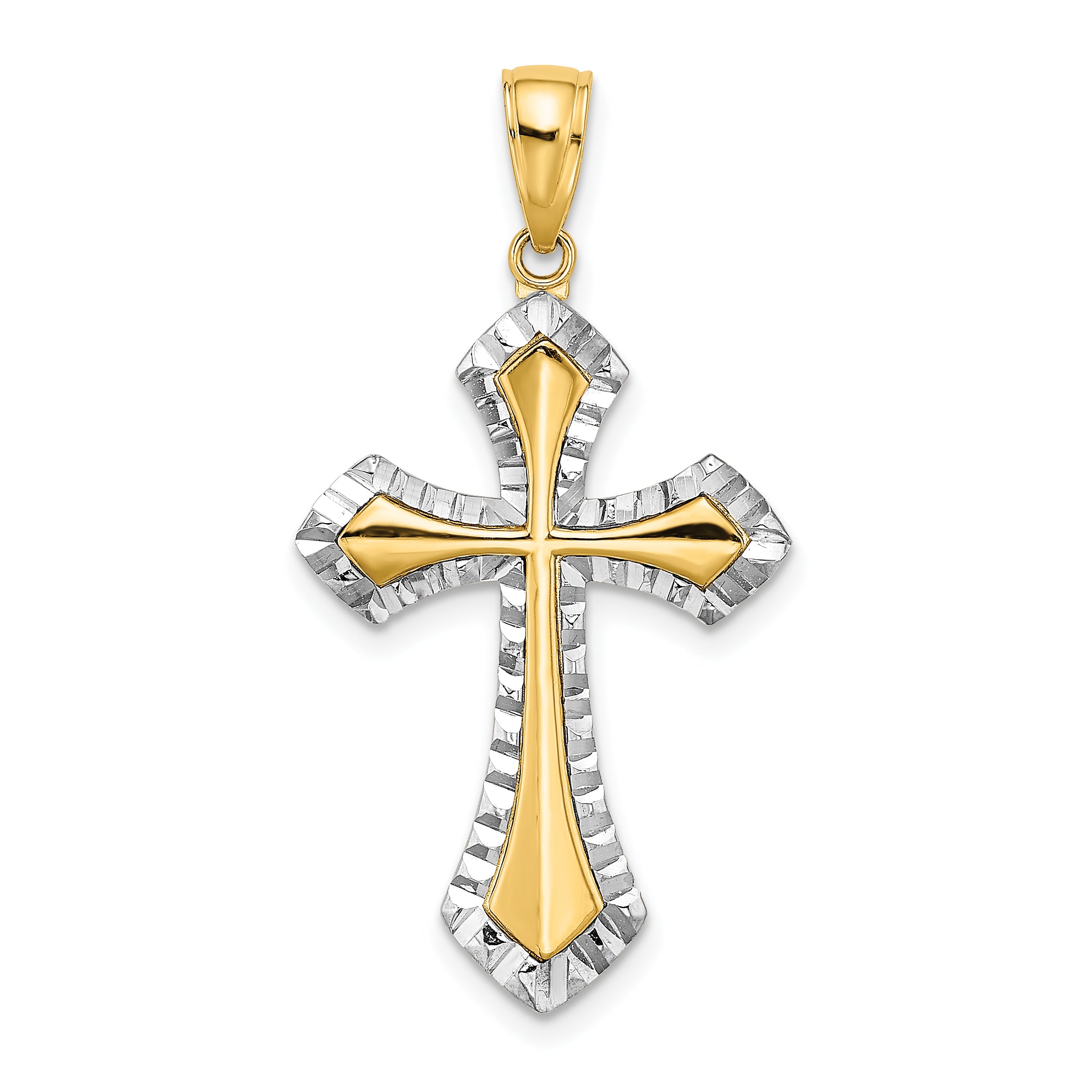 10K W/ Rhodium D/C Reversible Cross Charm Main image