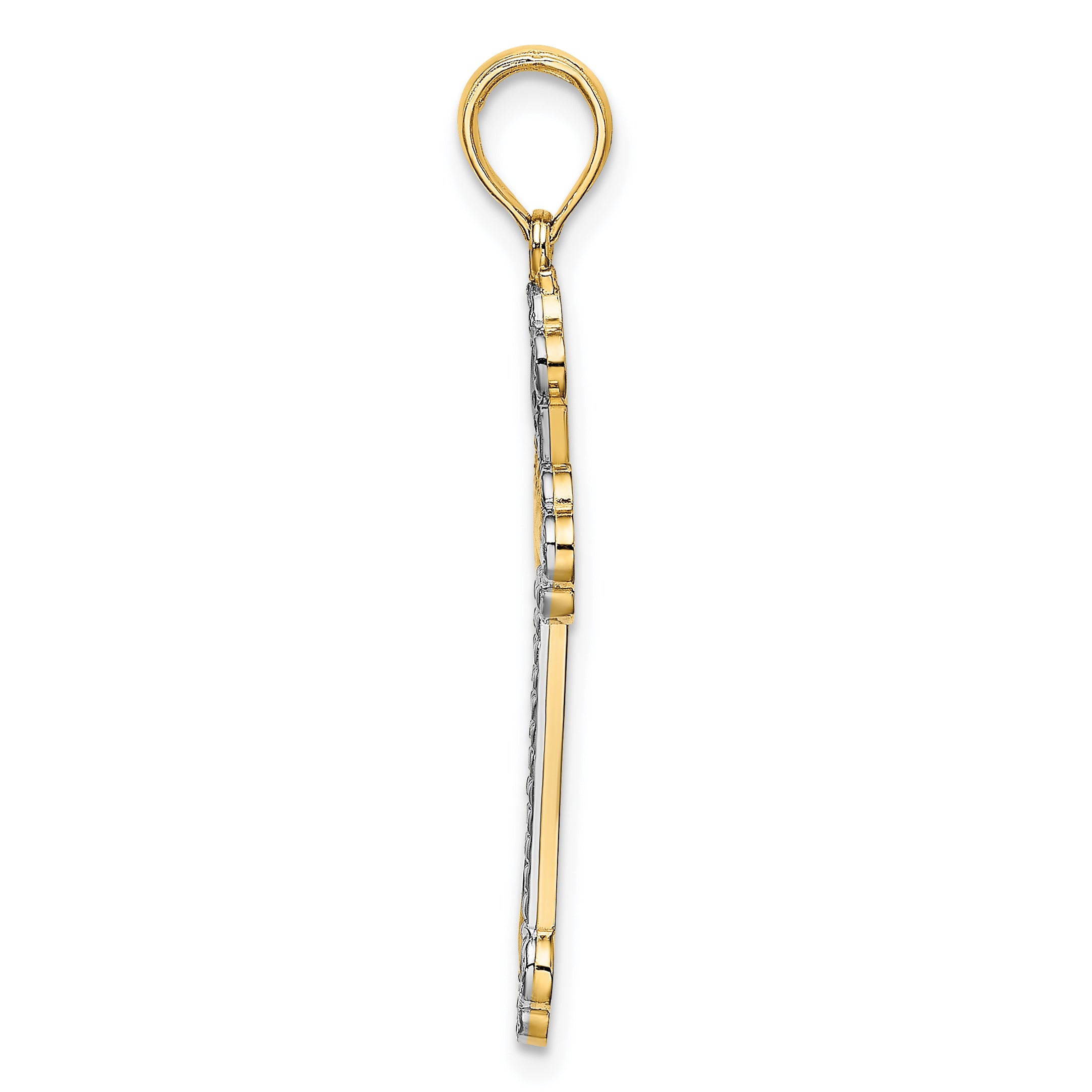 10K W/ Rhodium D/C Reversible Cross Charm Secondary image